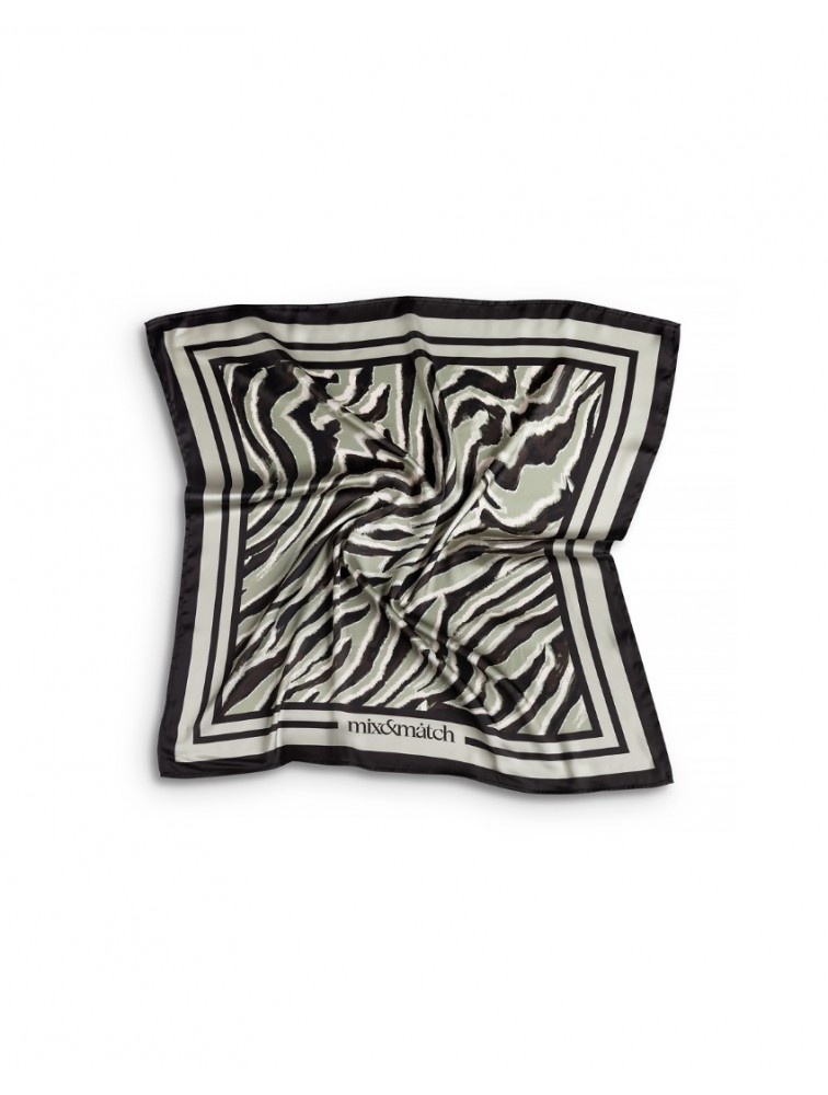 MIX AND MATCH Scarf Olive Zebra Πράσινο Μαντήλι